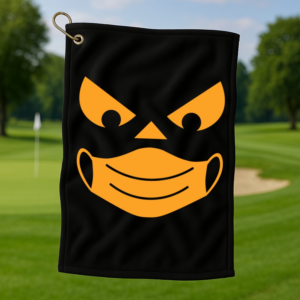Halloween Pumpkin Face Mask Social Distancing Golf Towel
