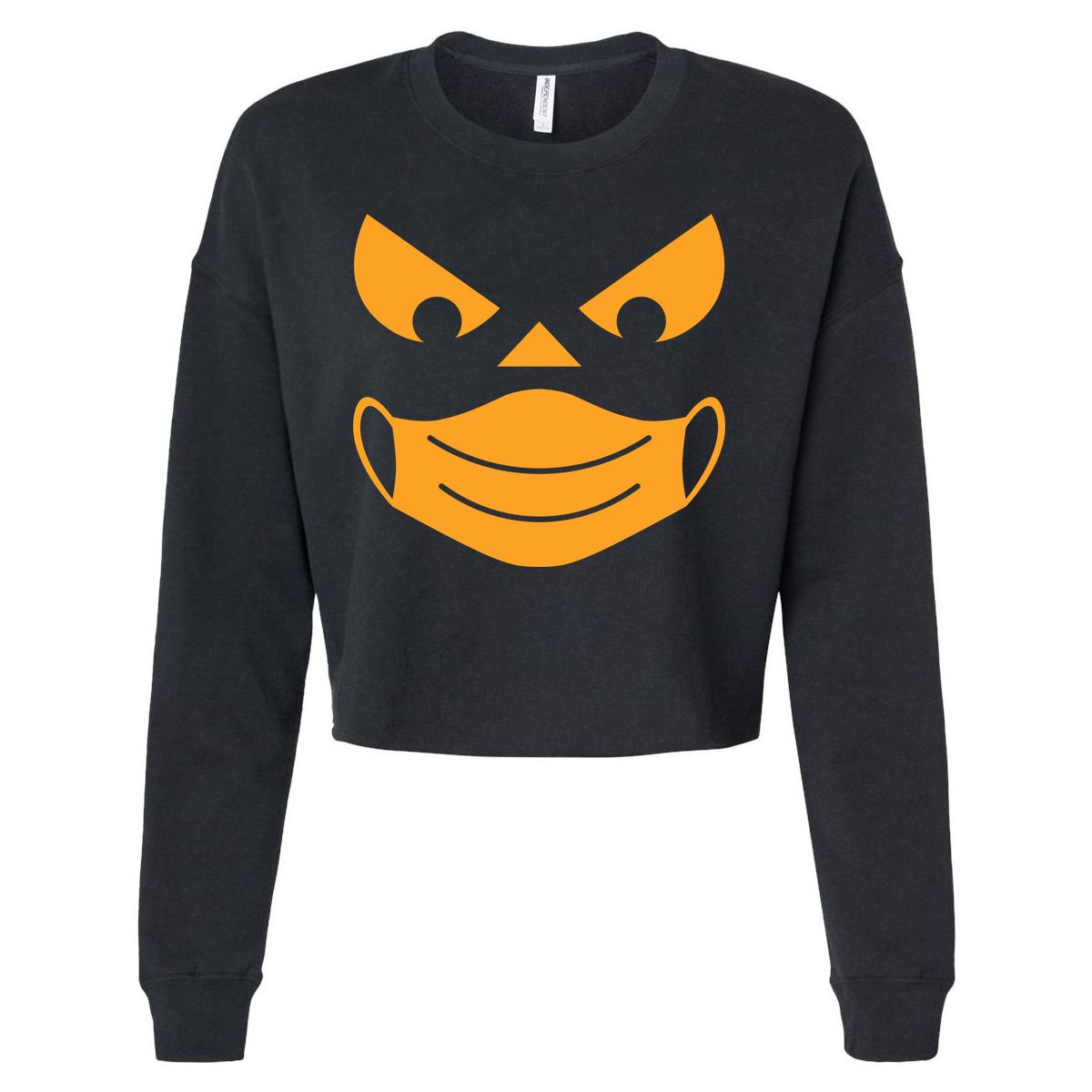 Halloween Pumpkin Face Mask Social Distancing Cropped Pullover Crew