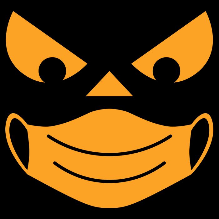 Halloween Pumpkin Face Mask Social Distancing Women's V-Neck T-Shirt