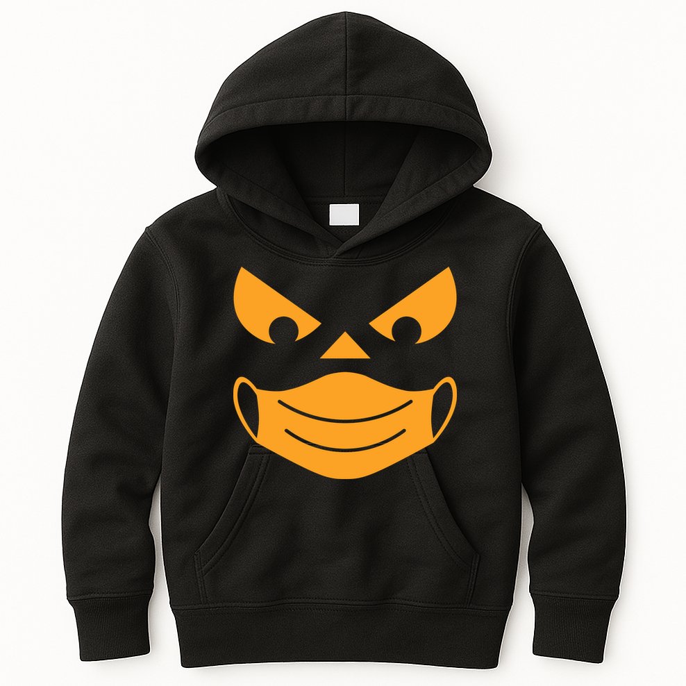 Halloween Pumpkin Face Mask Social Distancing Kids Hoodie