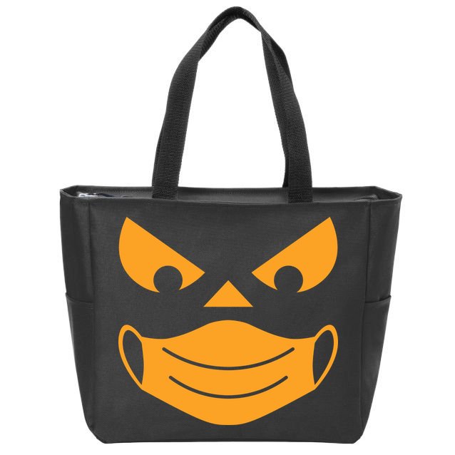 Halloween Pumpkin Face Mask Social Distancing Zip Tote Bag