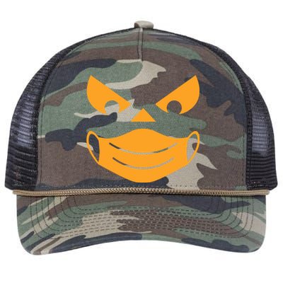 Halloween Pumpkin Face Mask Social Distancing Retro Rope Trucker Hat Cap