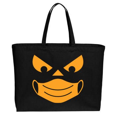 Halloween Pumpkin Face Mask Social Distancing Cotton Canvas Jumbo Tote