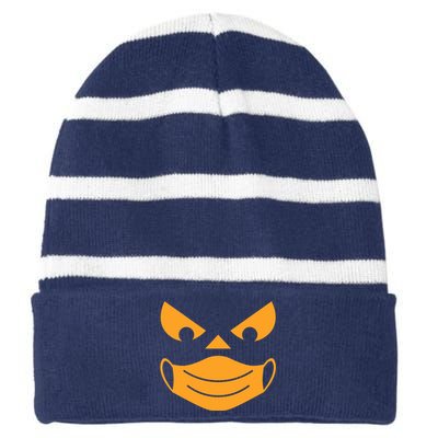 Halloween Pumpkin Face Mask Social Distancing Striped Beanie with Solid Band