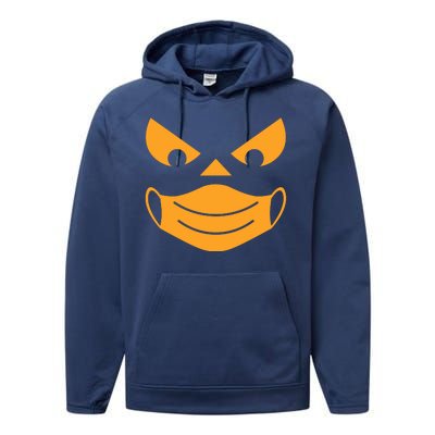 Halloween Pumpkin Face Mask Social Distancing Performance Fleece Hoodie