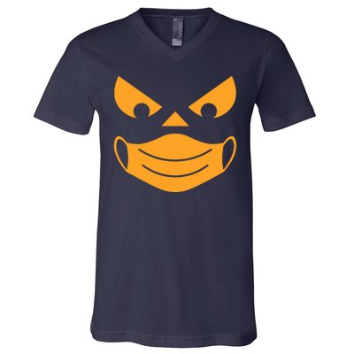 Halloween Pumpkin Face Mask Social Distancing V-Neck T-Shirt