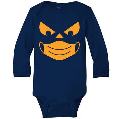 Halloween Pumpkin Face Mask Social Distancing Baby Long Sleeve Bodysuit