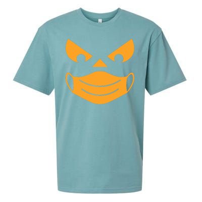 Halloween Pumpkin Face Mask Social Distancing Sueded Cloud Jersey T-Shirt