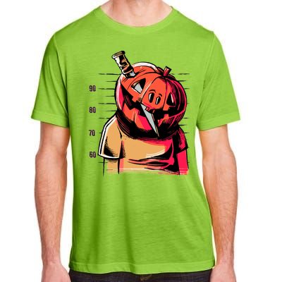 Halloween Pumpkin Head Knife Mug Shot Adult ChromaSoft Performance T-Shirt