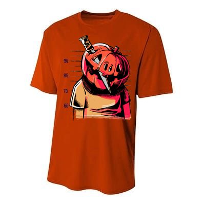 Halloween Pumpkin Head Knife Mug Shot Performance Sprint T-Shirt