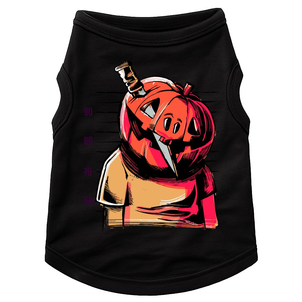 Halloween Pumpkin Head Knife Mug Shot Doggie Tank