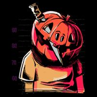 Halloween Pumpkin Head Knife Mug Shot Cooling Performance Crew T-Shirt