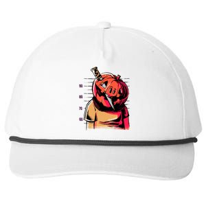 Halloween Pumpkin Head Knife Mug Shot Snapback Five-Panel Rope Hat