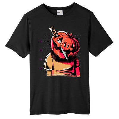 Halloween Pumpkin Head Knife Mug Shot Tall Fusion ChromaSoft Performance T-Shirt