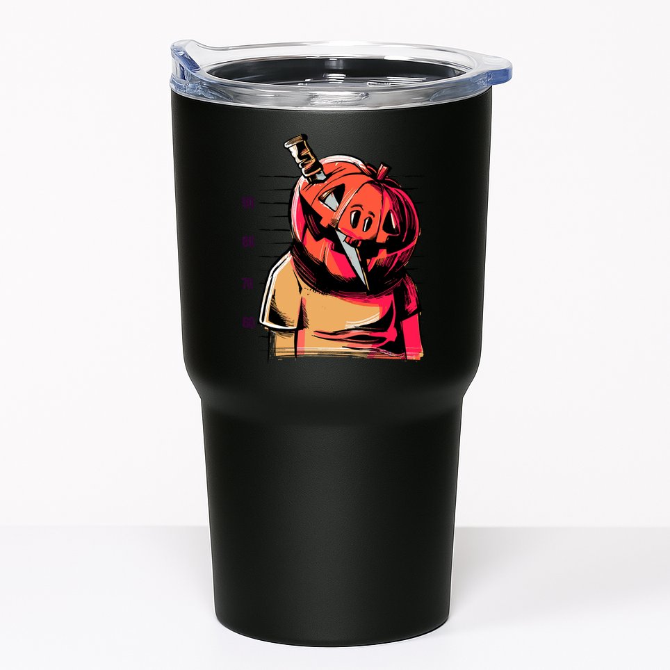 Halloween Pumpkin Head Knife Mug Shot Tumbler
