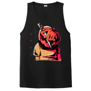 Halloween Pumpkin Head Knife Mug Shot PosiCharge Competitor Tank