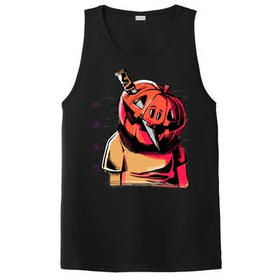 Halloween Pumpkin Head Knife Mug Shot PosiCharge Competitor Tank