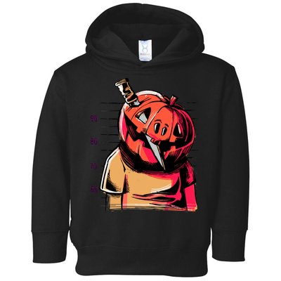 Halloween Pumpkin Head Knife Mug Shot Toddler Hoodie