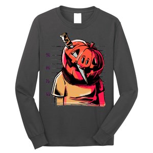 Halloween Pumpkin Head Knife Mug Shot Long Sleeve Shirt