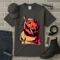 Halloween Pumpkin Head Knife Mug Shot Tall T-Shirt