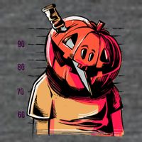 Halloween Pumpkin Head Knife Mug Shot Tall T-Shirt
