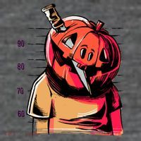 Halloween Pumpkin Head Knife Mug Shot Premium T-Shirt