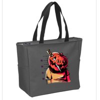 Halloween Pumpkin Head Knife Mug Shot Zip Tote Bag