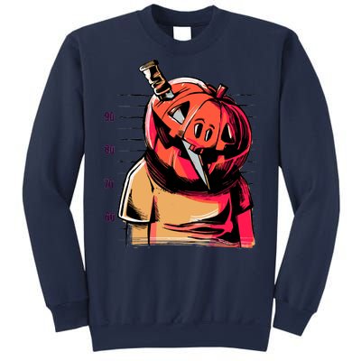 Halloween Pumpkin Head Knife Mug Shot Sweatshirt