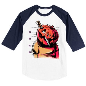 Halloween Pumpkin Head Knife Mug Shot Baseball Sleeve Shirt