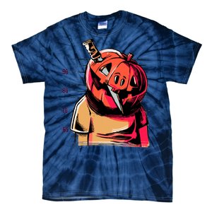 Halloween Pumpkin Head Knife Mug Shot Tie-Dye T-Shirt