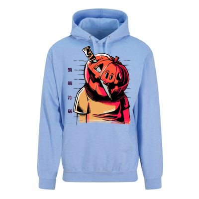 Halloween Pumpkin Head Knife Mug Shot Unisex Surf Hoodie