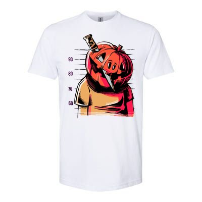 Halloween Pumpkin Head Knife Mug Shot Softstyle® CVC T-Shirt