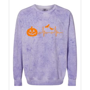 Halloween Pumpkin Heartbeat Pulse Colorblast Crewneck Sweatshirt