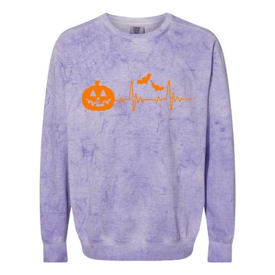 Halloween Pumpkin Heartbeat Pulse Colorblast Crewneck Sweatshirt