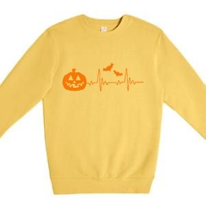 Halloween Pumpkin Heartbeat Pulse Premium Crewneck Sweatshirt