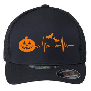 Halloween Pumpkin Heartbeat Pulse Flexfit Unipanel Trucker Cap