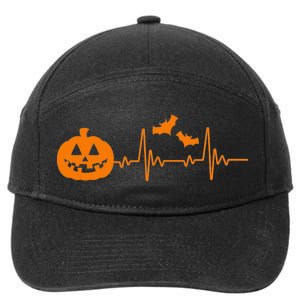 Halloween Pumpkin Heartbeat Pulse 7-Panel Snapback Hat