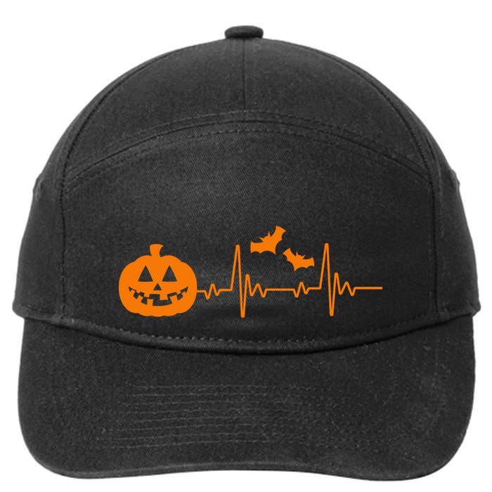 Halloween Pumpkin Heartbeat Pulse 7-Panel Snapback Hat