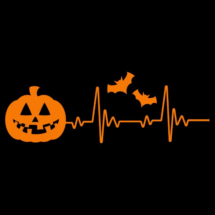 Halloween Pumpkin Heartbeat Pulse 7-Panel Snapback Hat