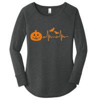 Halloween Pumpkin Heartbeat Pulse Women's Perfect Tri Tunic Long Sleeve Shirt