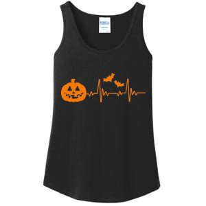 Halloween Pumpkin Heartbeat Pulse Ladies Essential Tank