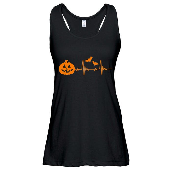 Halloween Pumpkin Heartbeat Pulse Ladies Essential Flowy Tank