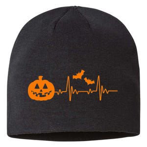 Halloween Pumpkin Heartbeat Pulse Sustainable Beanie