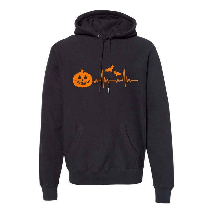 Halloween Pumpkin Heartbeat Pulse Premium Hoodie