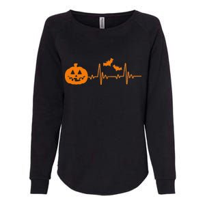 Halloween Pumpkin Heartbeat Pulse Womens California Wash Sweatshirt