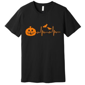 Halloween Pumpkin Heartbeat Pulse Premium T-Shirt