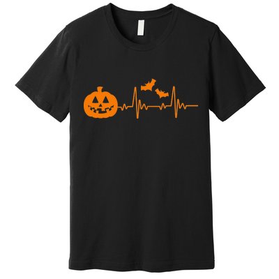 Halloween Pumpkin Heartbeat Pulse Premium T-Shirt