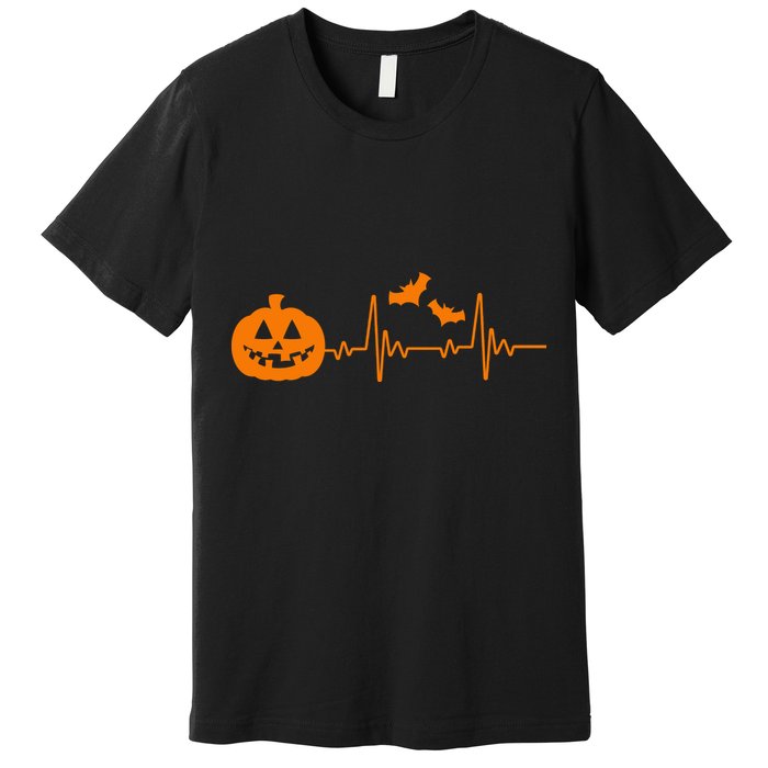 Halloween Pumpkin Heartbeat Pulse Premium T-Shirt