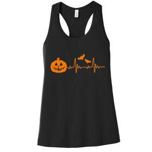 Halloween Pumpkin Heartbeat Pulse Women's Racerback Tank