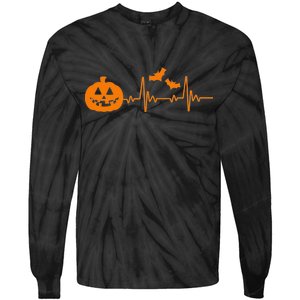 Halloween Pumpkin Heartbeat Pulse Tie-Dye Long Sleeve Shirt